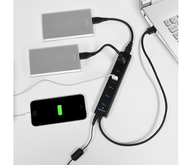 Axagon HUE-SA7BP, 7x USB 5Gbps ALU CHARGING hub, kabel USB-A 40cm - 1353433 - zdjęcie 5